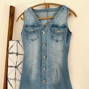 Women’s Casual V Neck Sleeveless Denim Dress